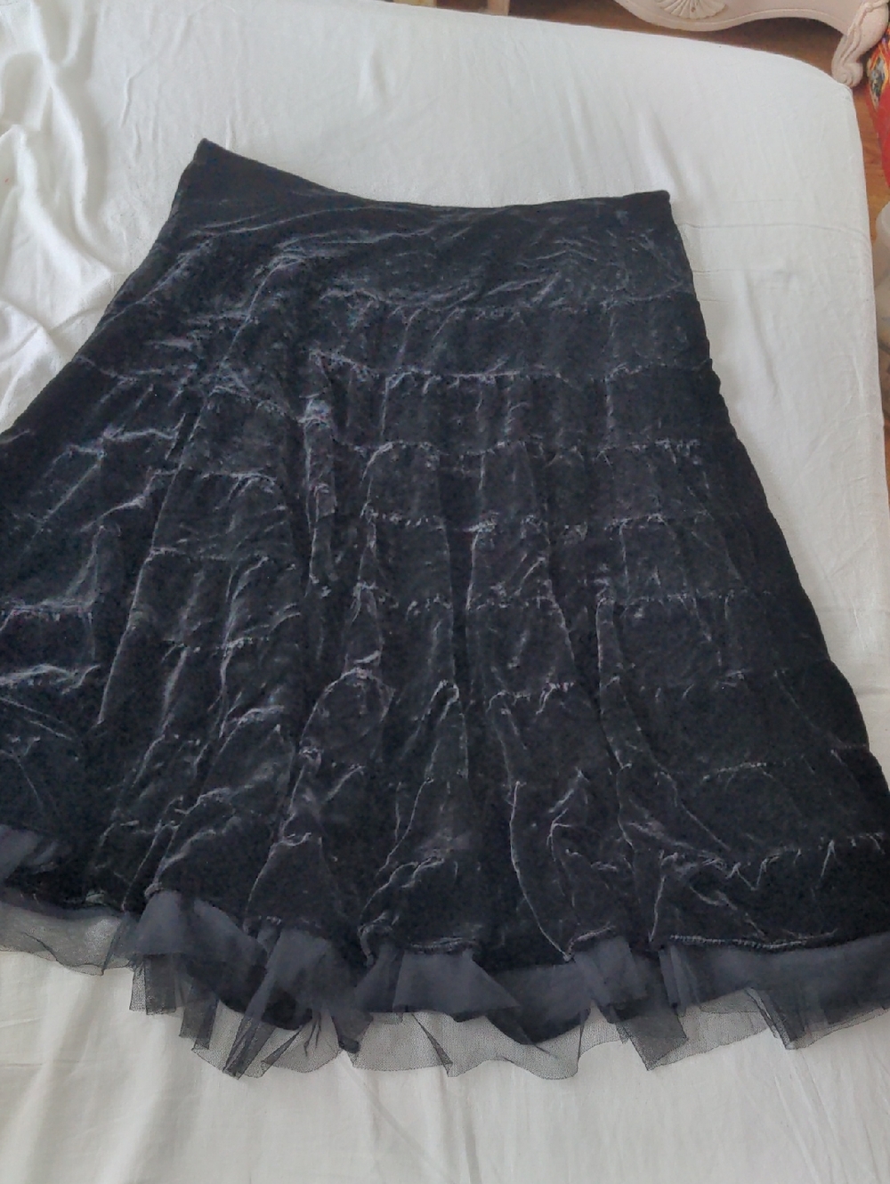 Soft Surroundings Black Velvet Tiered Ruffle Skirt Size 2X